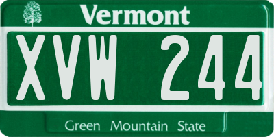 VT license plate XVW244