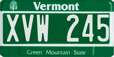 VT license plate XVW245