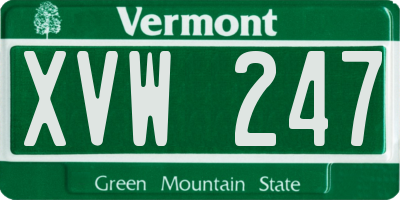 VT license plate XVW247