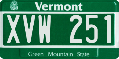 VT license plate XVW251