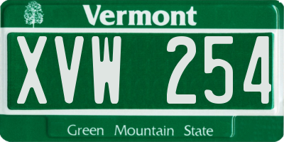 VT license plate XVW254