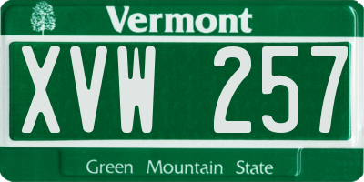 VT license plate XVW257