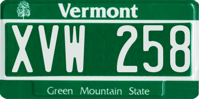 VT license plate XVW258