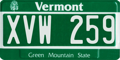 VT license plate XVW259