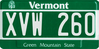 VT license plate XVW260