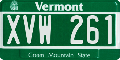 VT license plate XVW261