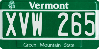 VT license plate XVW265