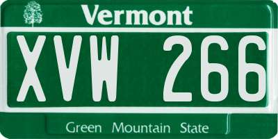 VT license plate XVW266