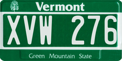 VT license plate XVW276