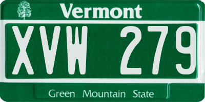VT license plate XVW279