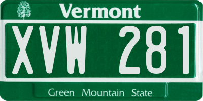 VT license plate XVW281