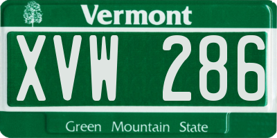 VT license plate XVW286