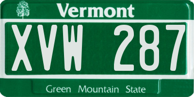 VT license plate XVW287