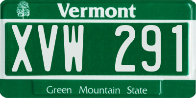 VT license plate XVW291
