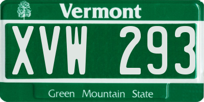 VT license plate XVW293