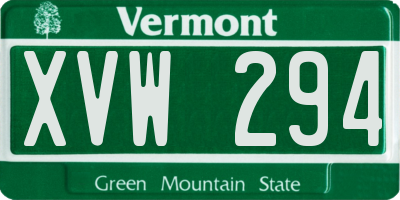 VT license plate XVW294