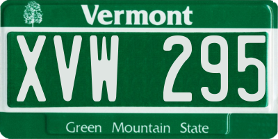 VT license plate XVW295