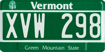 VT license plate XVW298