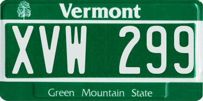 VT license plate XVW299