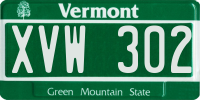 VT license plate XVW302