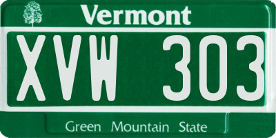 VT license plate XVW303