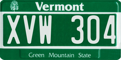 VT license plate XVW304