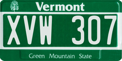 VT license plate XVW307