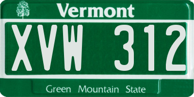 VT license plate XVW312