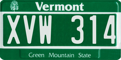 VT license plate XVW314