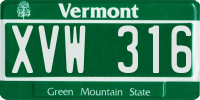 VT license plate XVW316