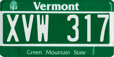 VT license plate XVW317