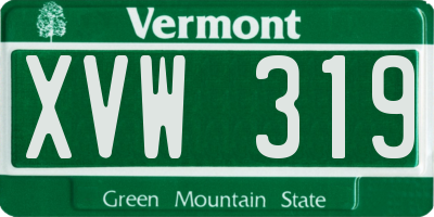 VT license plate XVW319