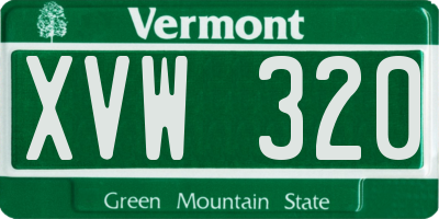 VT license plate XVW320