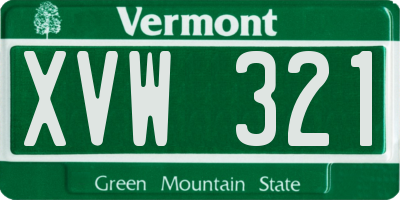 VT license plate XVW321