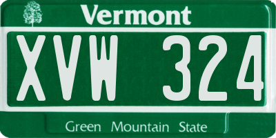 VT license plate XVW324