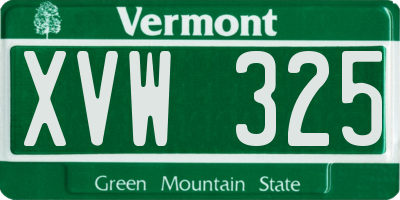 VT license plate XVW325