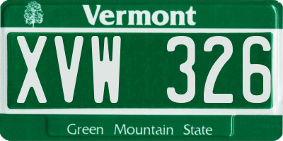 VT license plate XVW326