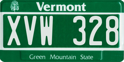 VT license plate XVW328