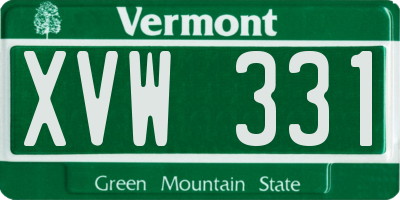 VT license plate XVW331