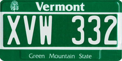 VT license plate XVW332