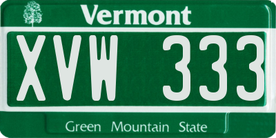 VT license plate XVW333