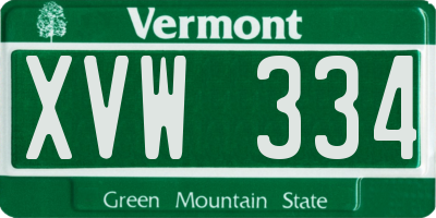 VT license plate XVW334