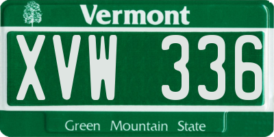 VT license plate XVW336