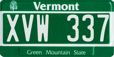 VT license plate XVW337