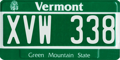 VT license plate XVW338