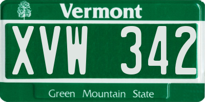 VT license plate XVW342