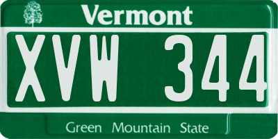 VT license plate XVW344