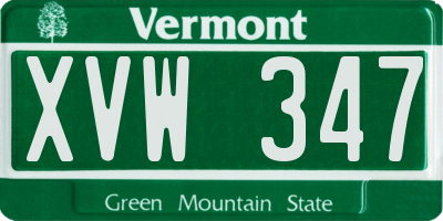 VT license plate XVW347