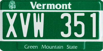 VT license plate XVW351