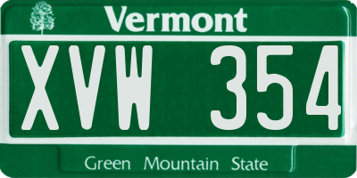 VT license plate XVW354